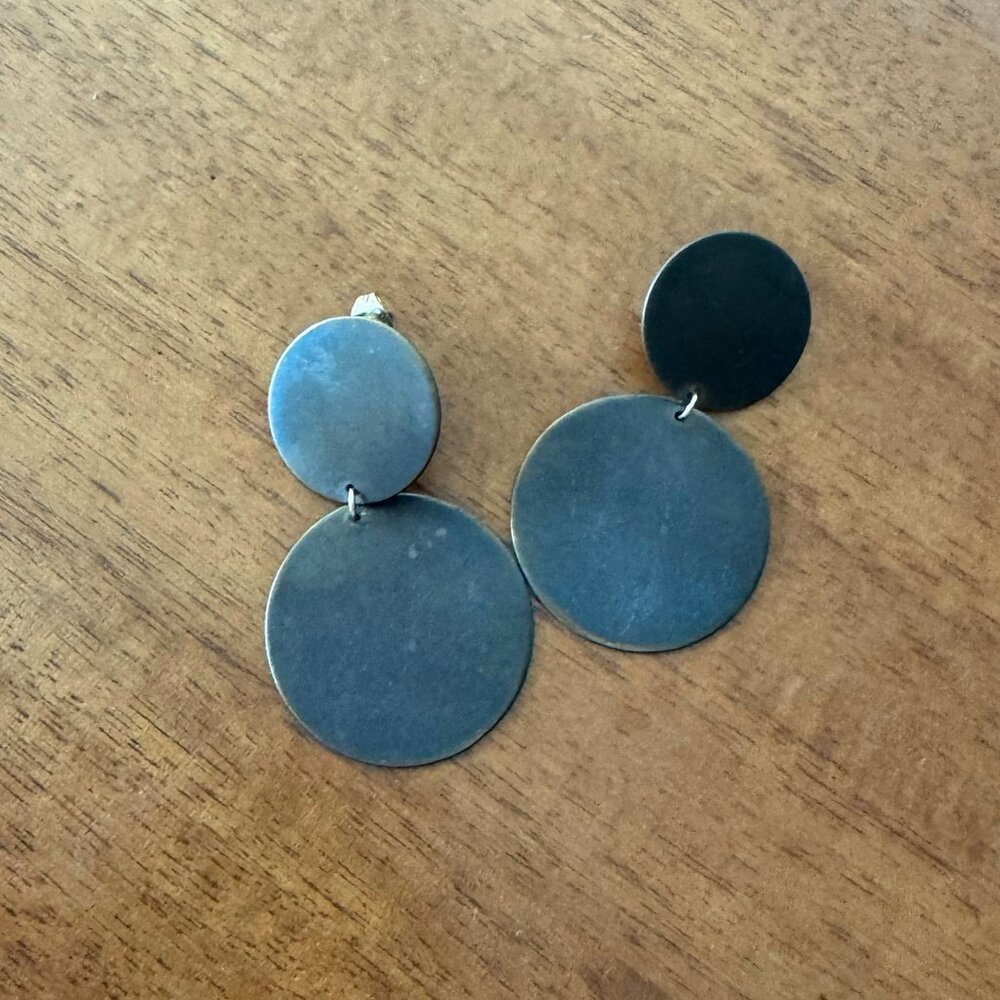 Handmade brass circle drop earrings